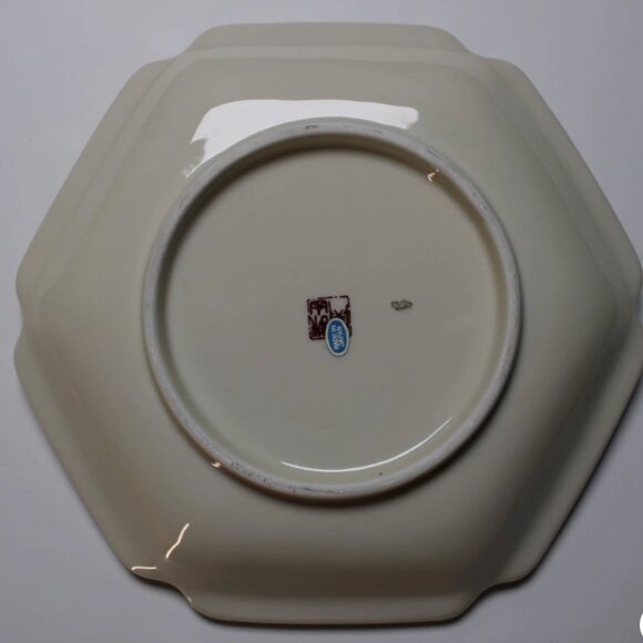 Vintage Asahi Seizan Gama Japanese Imari Porcelain Hexagon Dish Plate Gold Trim - Picture 4 of 7